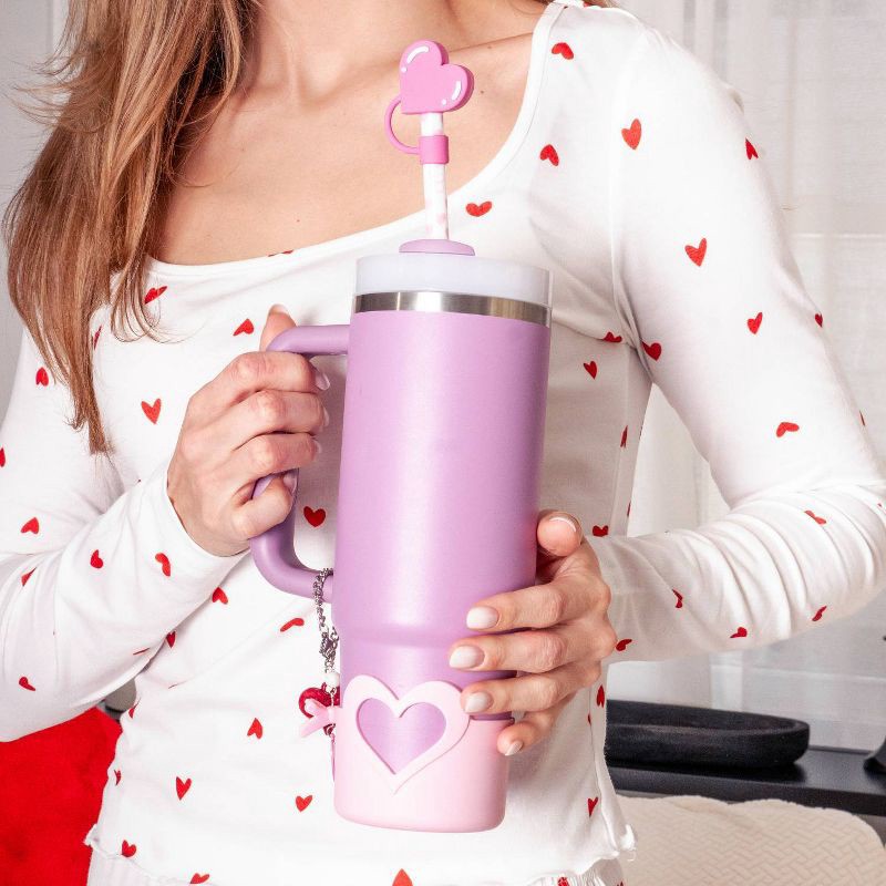 slide 3 of 5, CharCharms 4pk Valentines XOXO Straw Toppers, 4 ct