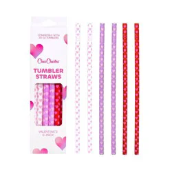 CharCharms 6pk 20oz Valentines Water Bottle Straws
