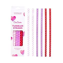 CharCharms 6pk 20oz Valentines Water Bottle Straws