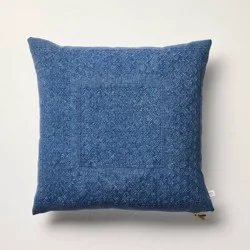 Hearth & Hand with Magnolia 18"x18" Embroidered Square Throw Pillow Navy - Hearth & Hand™ with Magnolia