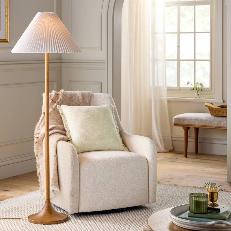 slide 2 of 4, Hearth & Hand with Magnolia 18"x18" Textured Fringe Throw Pillow Sour Cream - Hearth & Hand™ with Magnolia, 1 ct