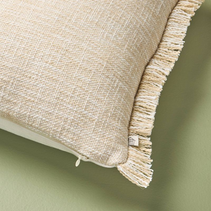 slide 4 of 4, Hearth & Hand with Magnolia 18"x18" Textured Fringe Throw Pillow Sour Cream - Hearth & Hand™ with Magnolia, 1 ct