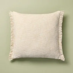 Hearth & Hand with Magnolia 18"x18" Textured Fringe Throw Pillow Sour Cream - Hearth & Hand™ with Magnolia