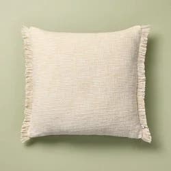 Hearth & Hand with Magnolia 18"x18" Textured Fringe Throw Pillow Sour Cream - Hearth & Hand™ with Magnolia