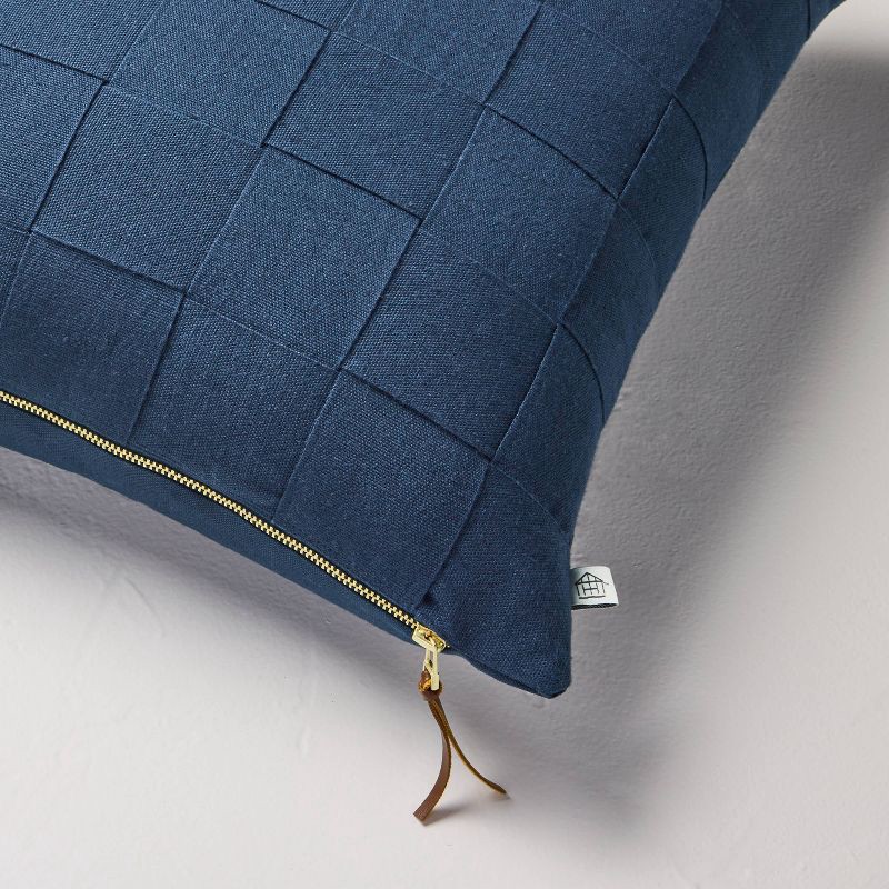 slide 4 of 4, Hearth & Hand with Magnolia 18"x18" Basket Weave Square Throw Pillow Navy - Hearth & Hand™ with Magnolia, 1 ct