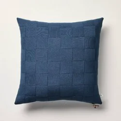 Hearth & Hand with Magnolia 18"x18" Basket Weave Square Throw Pillow Navy - Hearth & Hand™ with Magnolia