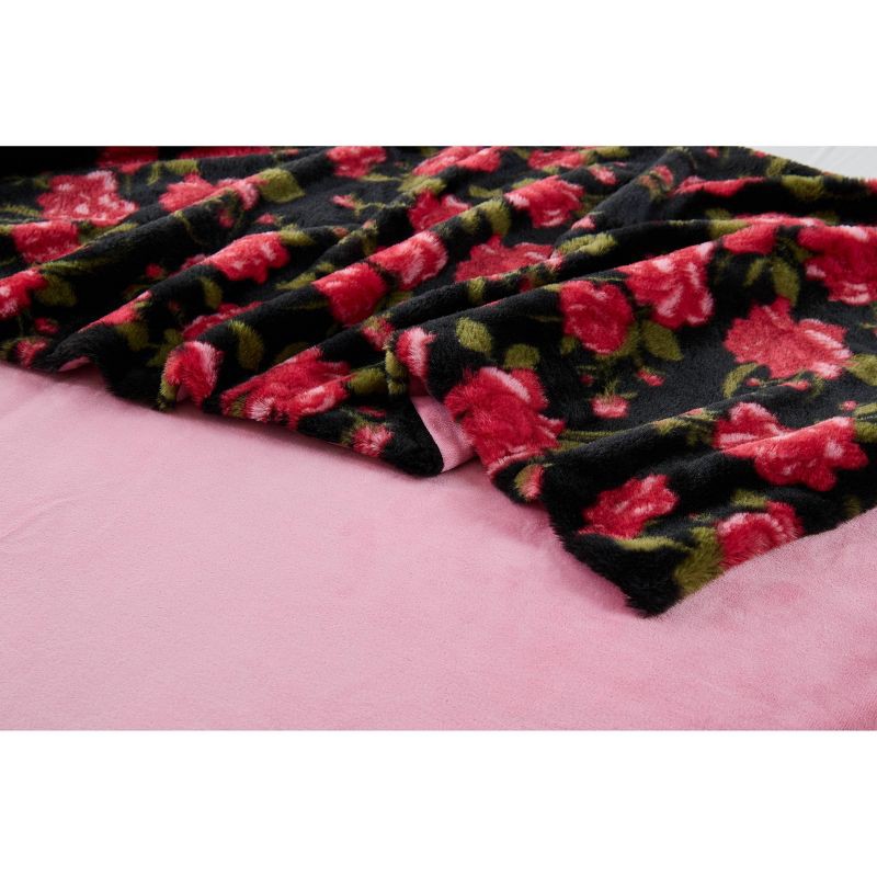slide 4 of 4, Mingled Threads Rose Faux Fur Throw Blanket Pink, 1 ct