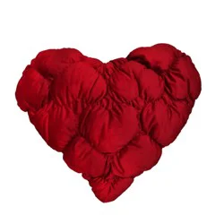 Mingled Threads Puffy Heart Shape Throw Pillow Red