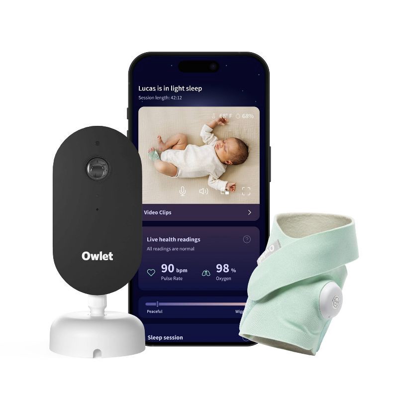 slide 1 of 11, Owlet Dream Duo (Gen 3) All-in-One Smart Baby Breathing and Movement Monitoring Bundle with Sock & 2K HD Cam - Mint, 1 ct