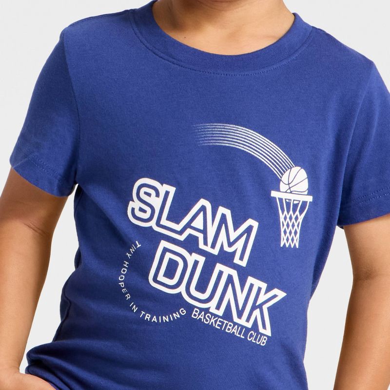 slide 4 of 4, Toddler Boys' Short Sleeve Slam Dunk Graphic T-Shirt - Cat & Jack™ Dark Blue 3T, 1 ct
