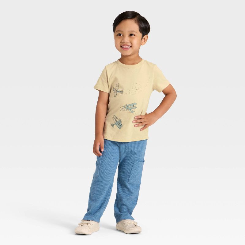 slide 3 of 4, Toddler Boys' Short Sleeve Airplanes Graphic T-Shirt - Cat & Jack™ Khaki 18M, 1 ct