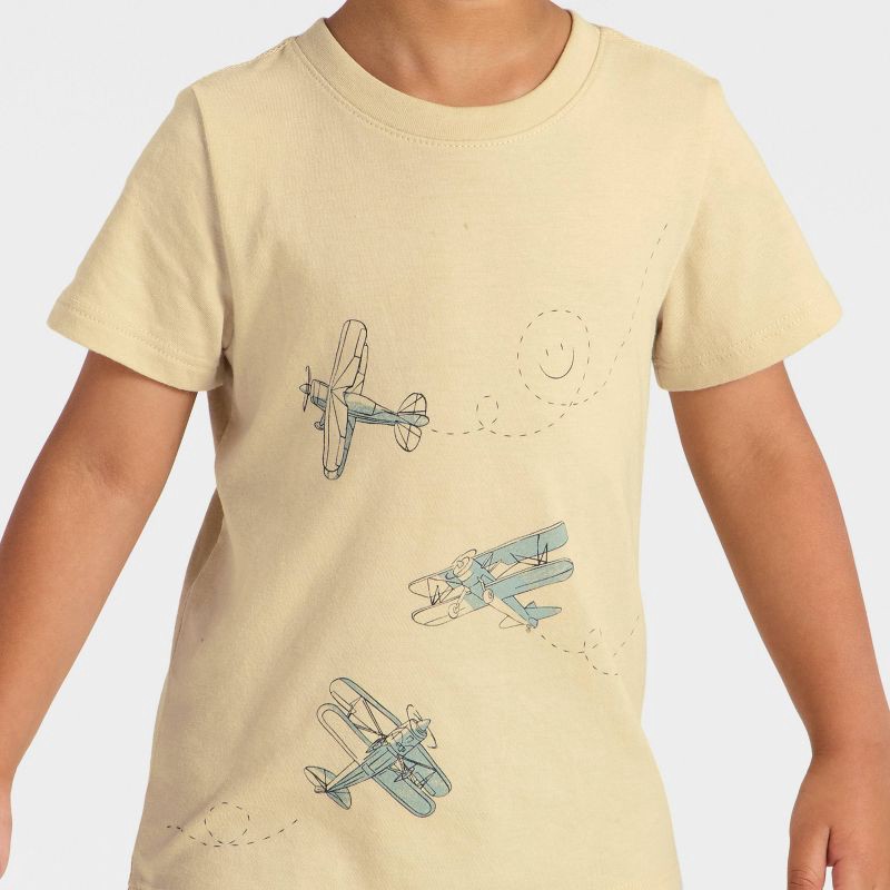 slide 4 of 4, Toddler Boys' Short Sleeve Airplanes Graphic T-Shirt - Cat & Jack™ Khaki 5T, 1 ct