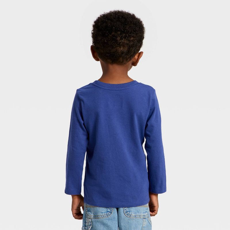 slide 3 of 4, Toddler Boys' Long Sleeve Slam Dunk Graphic T-Shirt - Cat & Jack™ Dark Blue 2T, 1 ct