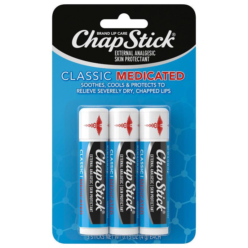 slide 1 of 8, Chapstick Classic Medicated Lip Balms - 0.45oz/3ct, 0.45 oz, 3 ct