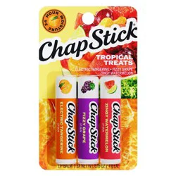 Chapstick Tropical Treats Lip Balm Variety Pack - 0.45oz/3ct: Moisturizing, Clear, Grape, Watermelon, Orange
