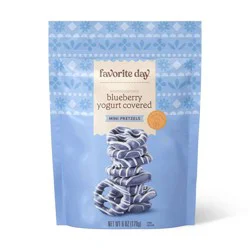 Easter Blueberry Flavored Yogurt Covered Mini Pretzel Twists with White Drizzle - 6oz - Favorite Day™