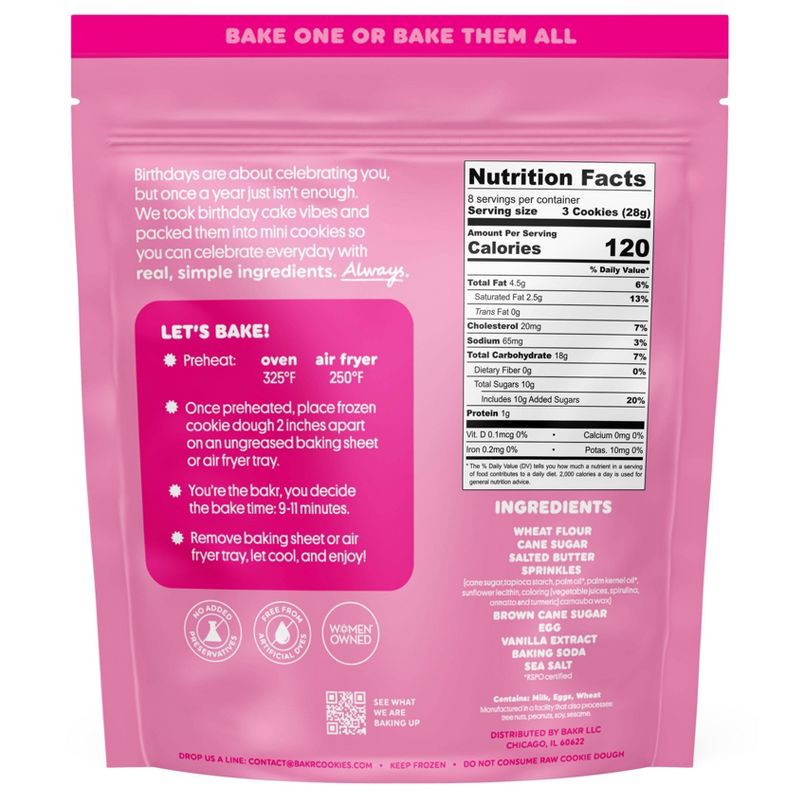 slide 2 of 4, BAKR Mini Birthday Cake Frozen Cookie Dough - 8oz, 8 oz
