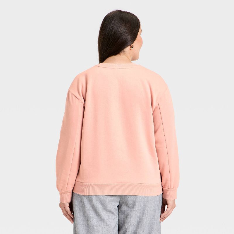 slide 2 of 3, Women's Embellished Crew Sweatshirt - A New Day™ Pink XXL, 1 ct