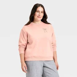Women's Embellished Crew Sweatshirt - A New Day™ Pink XXL