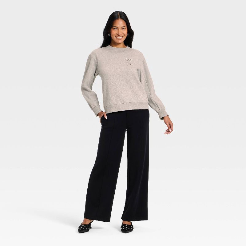 slide 3 of 4, Women's Embellished Sweatshirt - A New Day™ Heather Gray M, 1 ct