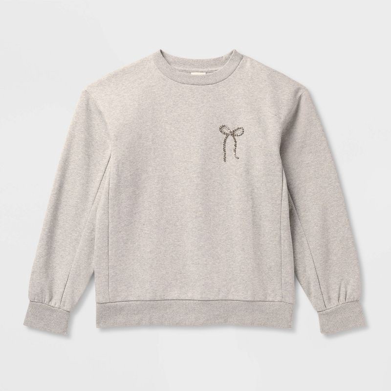 slide 4 of 4, Women's Embellished Sweatshirt - A New Day™ Heather Gray M, 1 ct