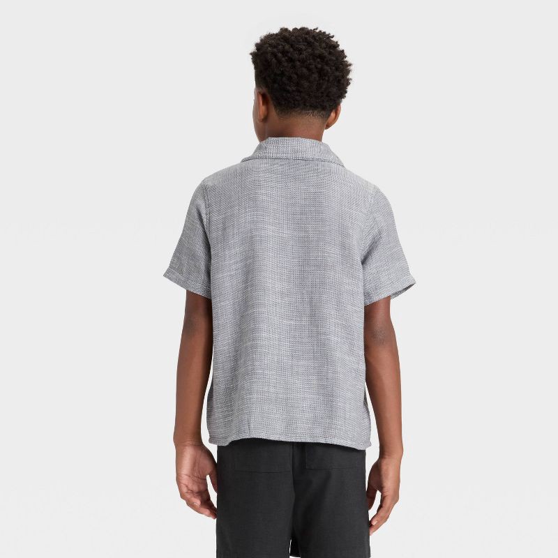 slide 2 of 3, Boys' Short Sleeve Woven Button-Up Shirt - art class™ Gray M, 1 ct