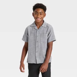 Boys' Short Sleeve Woven Button-Up Shirt - art class™ Gray M