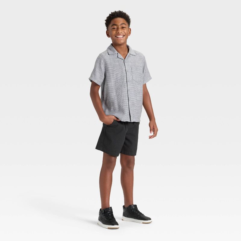 slide 3 of 3, Boys' Short Sleeve Woven Button-Up Shirt - art class™ Gray L, 1 ct