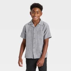 Boys' Short Sleeve Woven Button-Up Shirt - art class™ Gray L