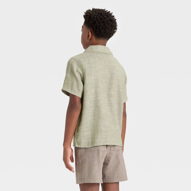 slide 2 of 3, Boys' Short Sleeve Woven Button-Up Shirt - art class™ Sage Green XL, 1 ct
