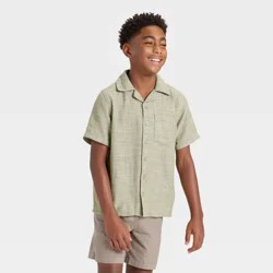 Boys' Short Sleeve Woven Button-Up Shirt - art class™ Sage Green XL