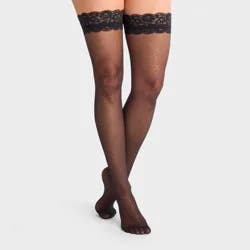 Sheer Thigh High with Lace Hosiery - Auden™ Black S/M