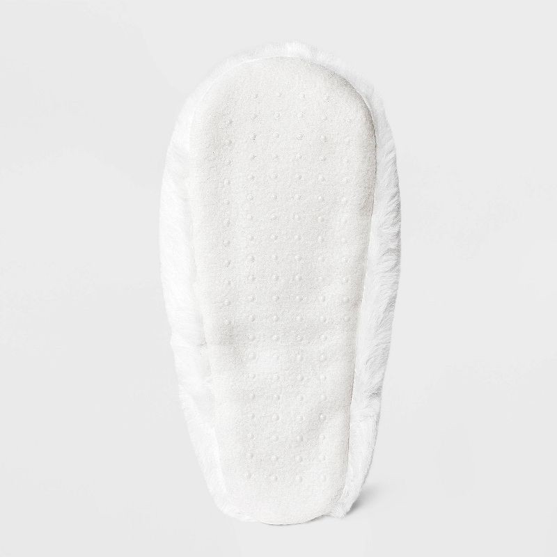 slide 4 of 5, Adult Embroidered 'Fa La La' Faux Fur Christmas Slipper Socks with Grippers - Wondershop™ Ivory S/M, 1 ct