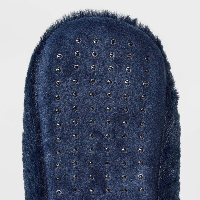 slide 5 of 5, Adult Embroidered 'snow Days' Faux Fur Christmas Slipper Socks with Grippers - Wondershop™ Navy S/M, 1 ct