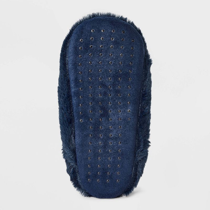 slide 4 of 5, Adult Embroidered 'snow Days' Faux Fur Christmas Slipper Socks with Grippers - Wondershop™ Navy M/L, 1 ct