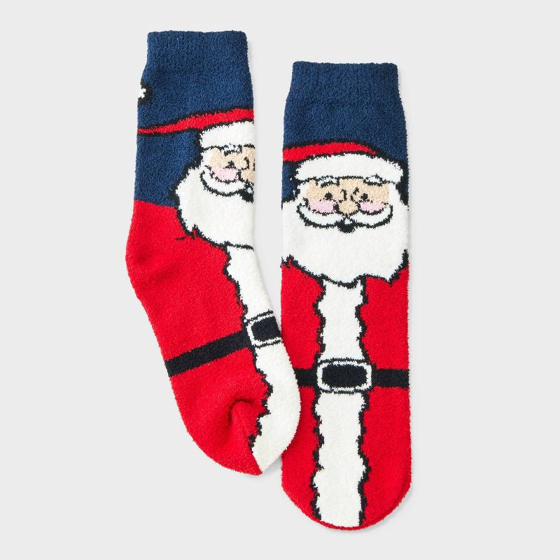 slide 2 of 3, Women's Santa Christmas Cozy Crew Socks with Gift Card Holder - Wondershop™ Navy/Red/White 4-10, 1 ct