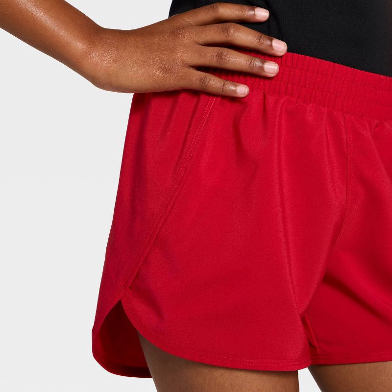 slide 3 of 3, Girls' Run Shorts - All In Motion™ Dark Red XL, 1 ct