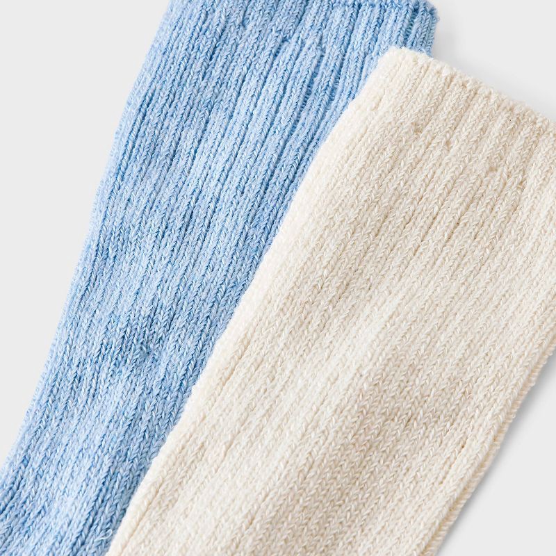 slide 3 of 3, Women's Luxury Collection Cashmere Blend Fine Rib Super Soft 2pk Crew Socks - Auden™ Light Blue/Cream 4-10, 2 ct