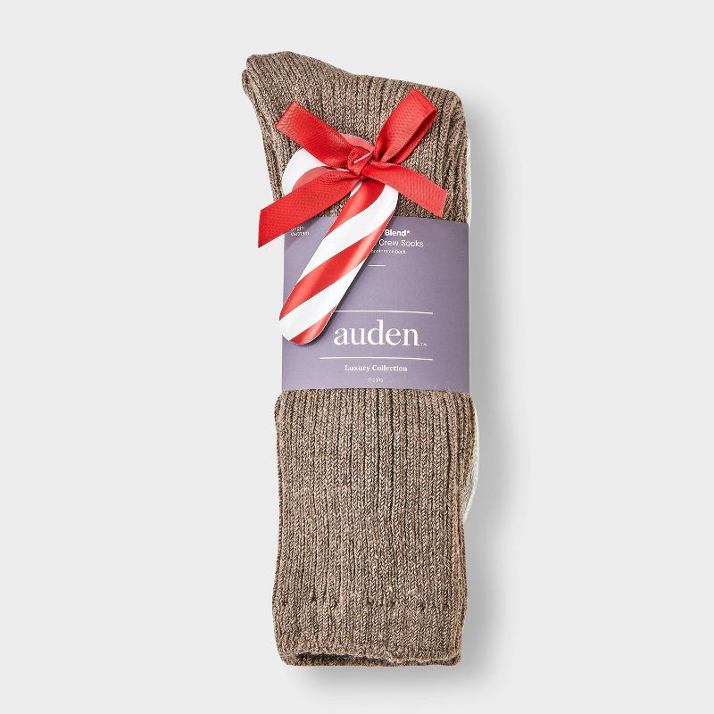 slide 2 of 3, Women's Luxury Collection Cashmere Blend Fine Rib Super Soft 2pk Crew Socks - Auden™ Gray/Light Heather Gray 4-10, 2 ct
