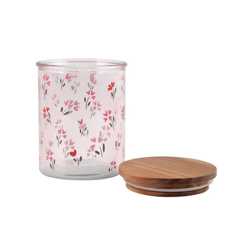 slide 3 of 5, Cook With Color Flower Print Wood Lidded Treat Gifting Jar, 1 ct