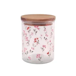 Cook With Color Flower Print Wood Lidded Treat Gifting Jar
