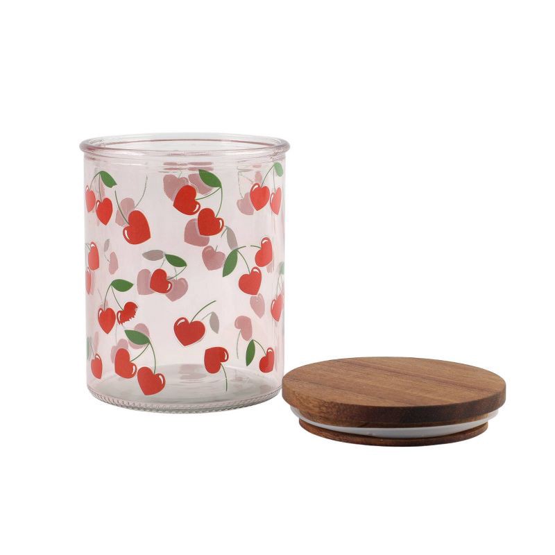 slide 3 of 5, Cook With Color Cherry Print Wood Lidded Treat Gifting Jar, 1 ct