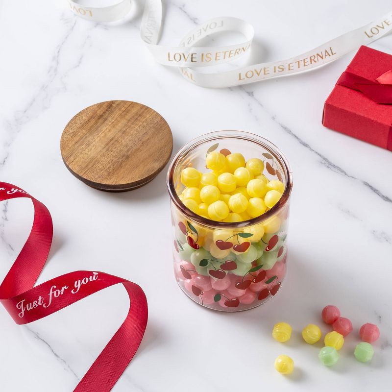 slide 4 of 5, Cook With Color Cherry Print Wood Lidded Treat Gifting Jar, 1 ct