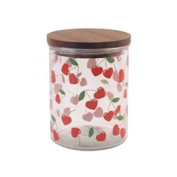 Cook With Color Cherry Print Wood Lidded Treat Gifting Jar