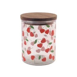 Cook With Color Cherry Print Wood Lidded Treat Gifting Jar