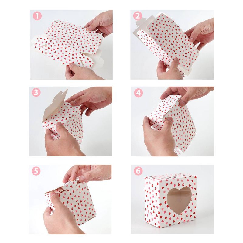 slide 3 of 5, Cook With Color 6pk Heart Print Bakery Boxes, 6 ct