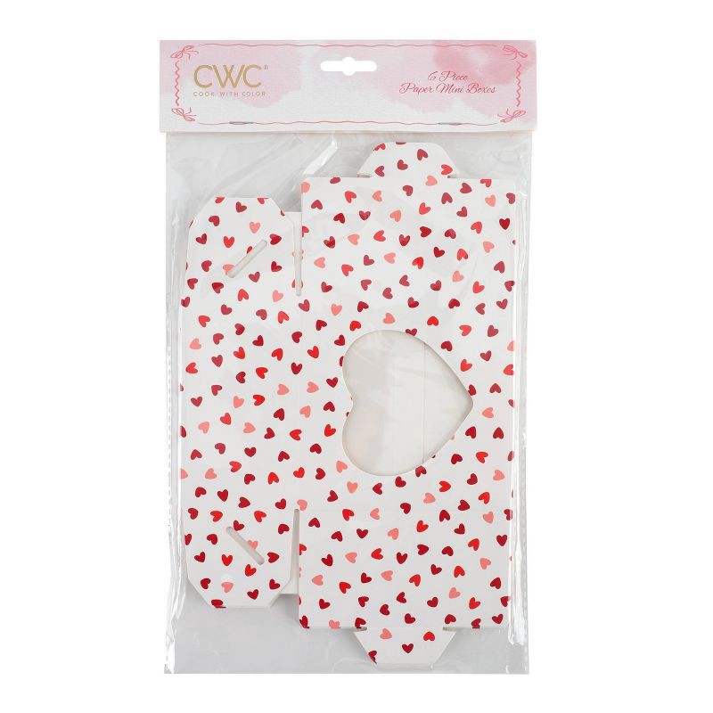 slide 4 of 5, Cook With Color 6pk Heart Print Bakery Boxes, 6 ct
