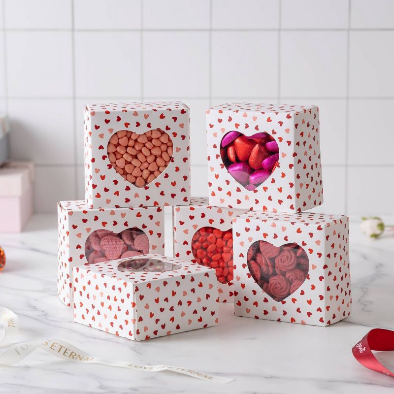 slide 5 of 5, Cook With Color 6pk Heart Print Bakery Boxes, 6 ct