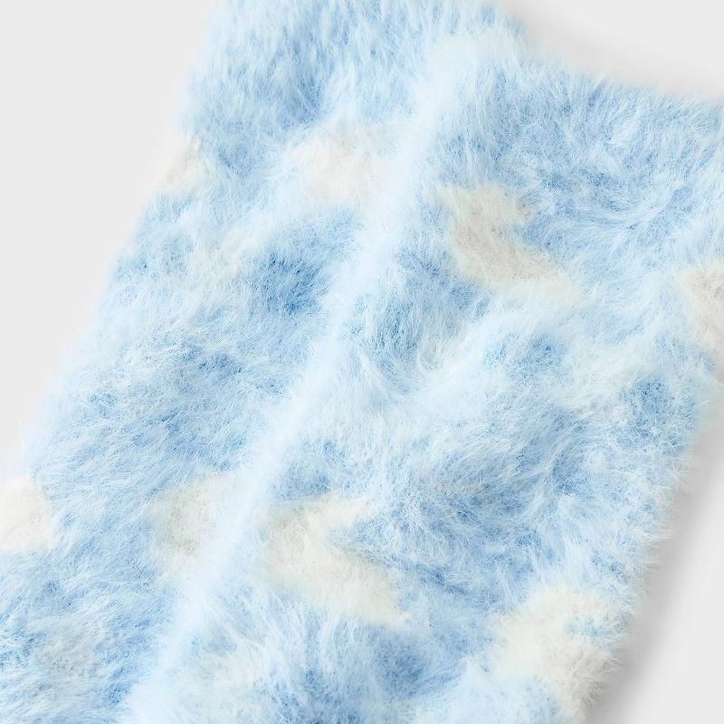 slide 3 of 4, Women's Bunnies & Snowflakes Fuzzy Eyelash Slouch Cozy Crew Socks - Wild Fable™ Blue/Ivory 4-10, 1 ct