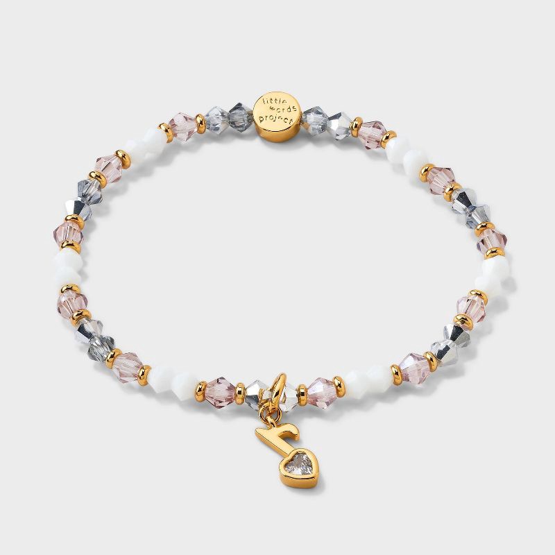 slide 3 of 5, Little Words Project Music Note Charm Beaded Bracelet - Gray/Gold/Pink, 1 ct